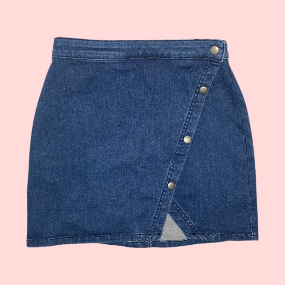 Free People Snap Button Denim Wrap Skirt Size 4
